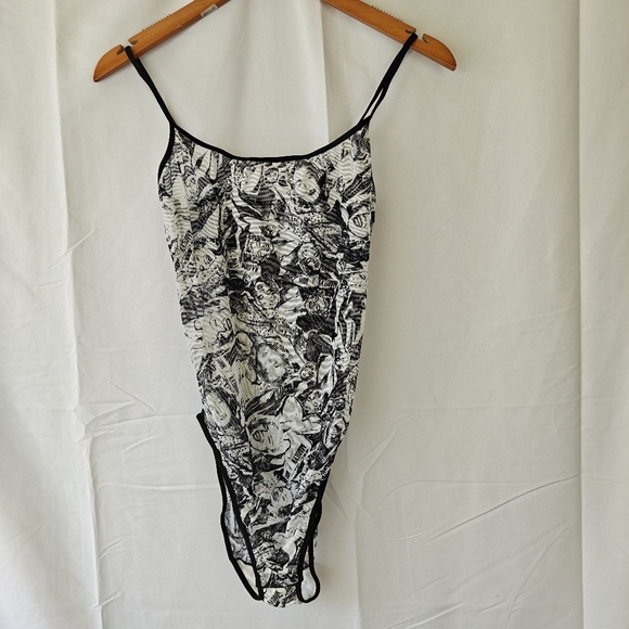 Marilyn Monroe Printed Vintage Mesh Black White Bodysuit Size Medium Women's - Picture 4 of 12